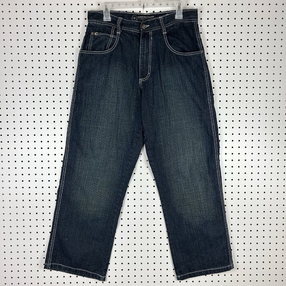 Southpole Y2K Baggy Jeans 32x30 Blue Denim Streetwear Skater Cyber Punk‎ Grunge - Picture 4 of 7